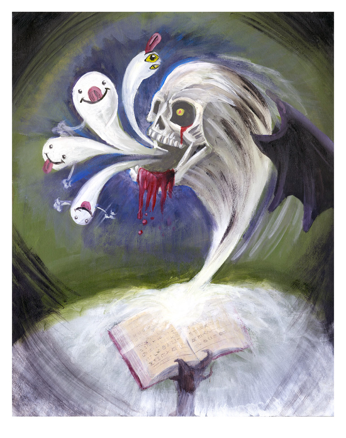 skull scary story book mist demon cartoon funny ghost spirit