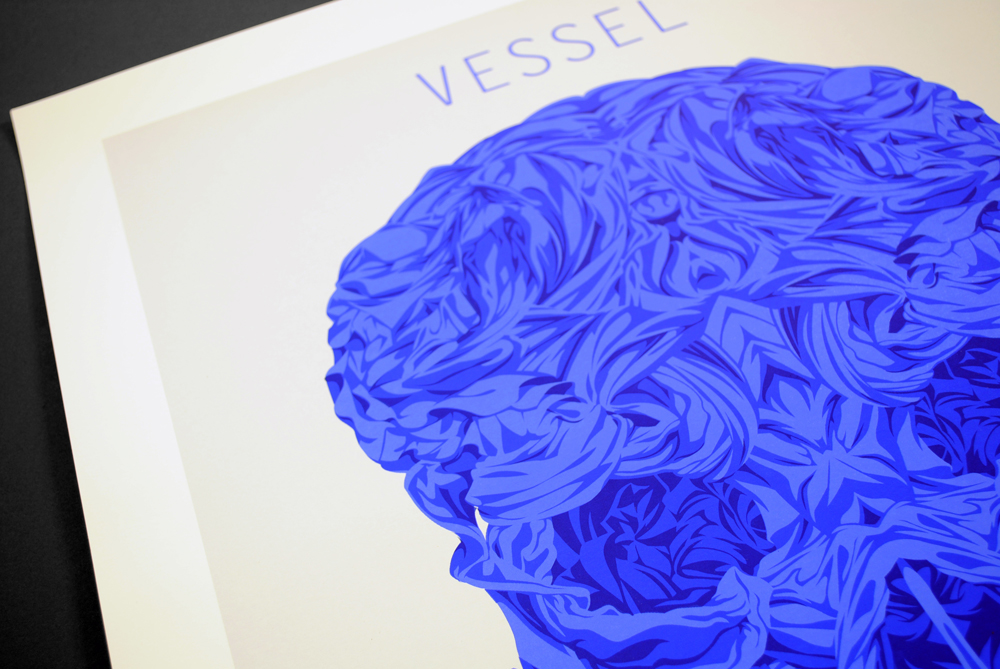 skull vessel screen print postcards inkblot rorschach ultramarine