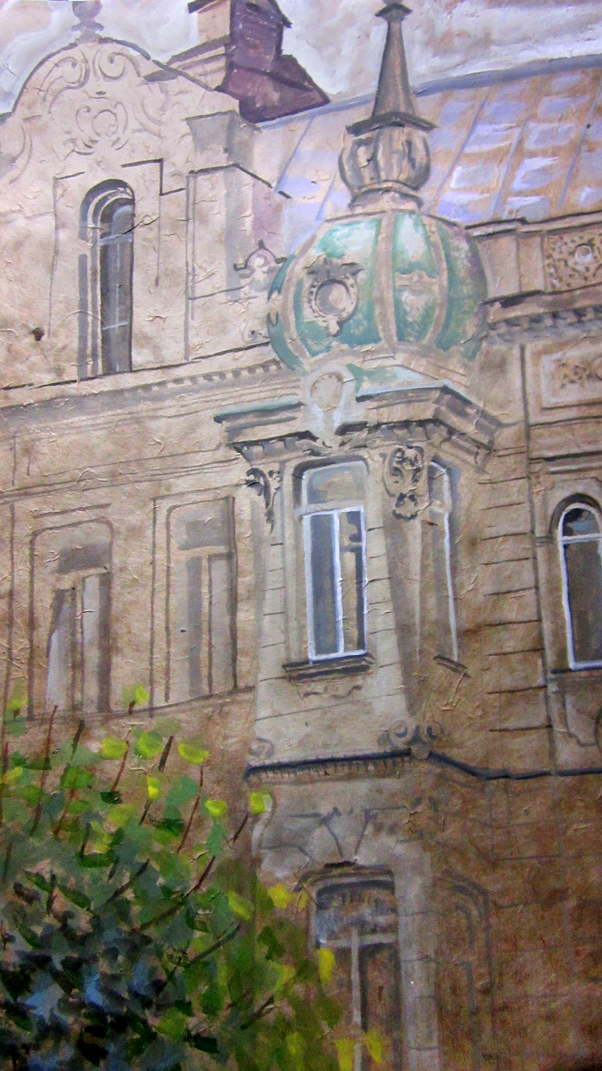Iryna Nefedova Lviv watercolour gouache church chapel windows balcony roof fencing decor stained glass