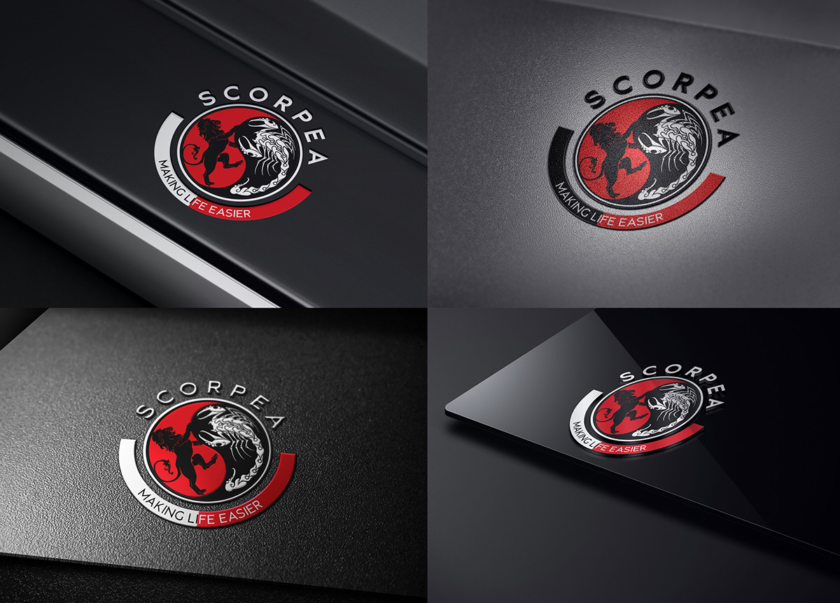 bold business design graphic lion logo professional round logo scorpion Unique