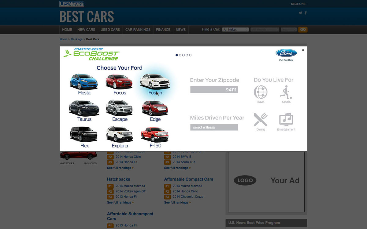 Cross-Platform Ad Campaign rich media advertising Desktop Advertising Mobile Advetising Ford Ecoboost Challenge Ford JAG