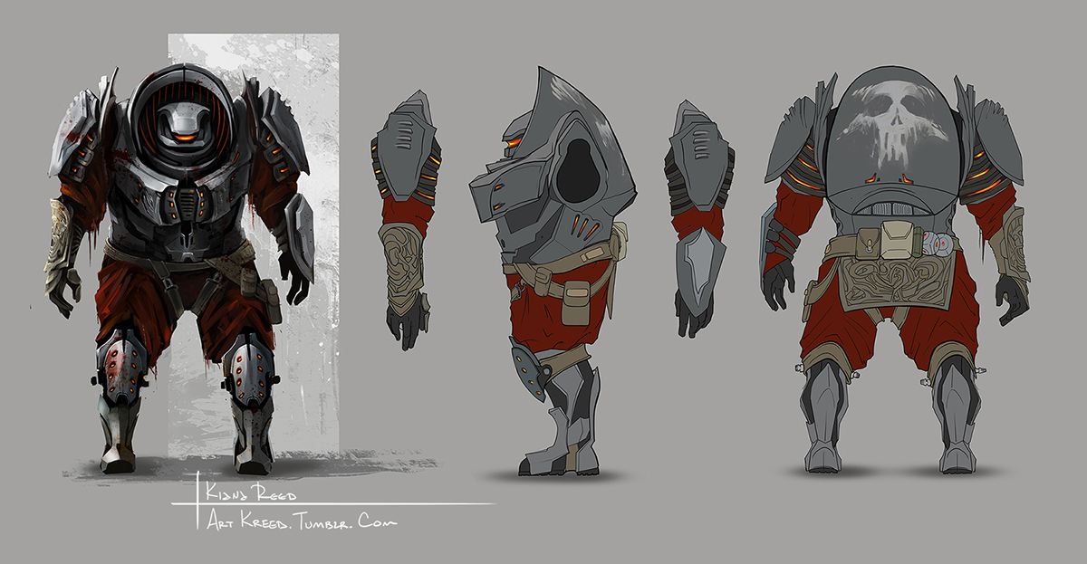 Character concept art digital painting Armor Game Assets turnaround