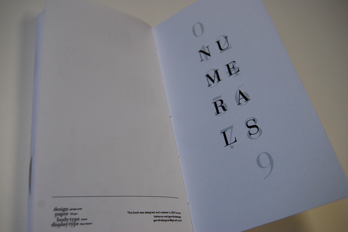 Numerals book design saddle stitch