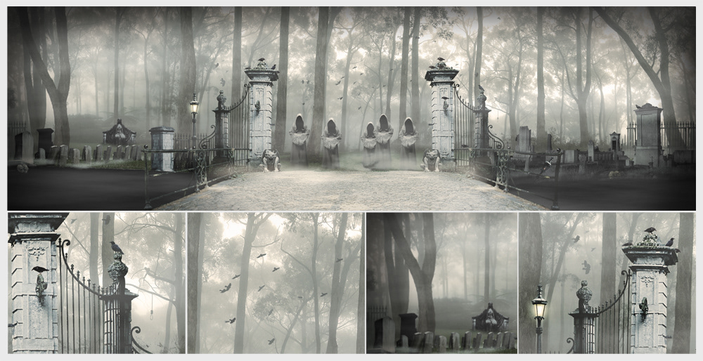 Park  halloween   vampires visual Event poster photo composition