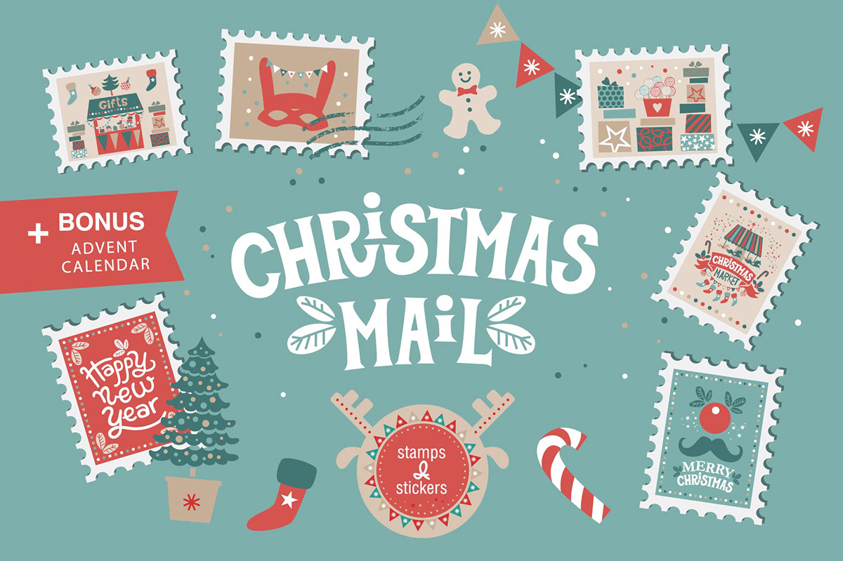 Christmas mail. Stamps and stickers on Behance