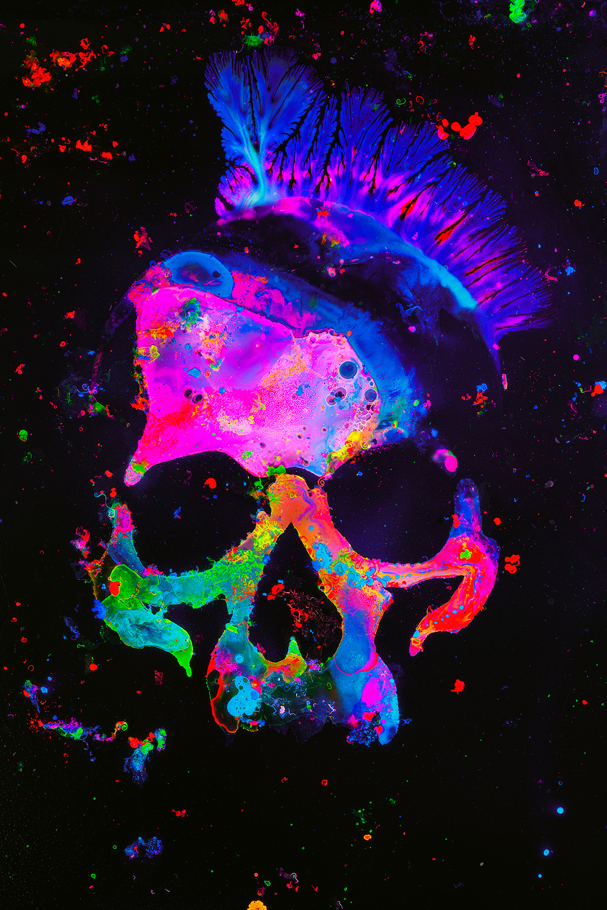 abstract colors Digital Art  Halloween Mandala neon pattern skull