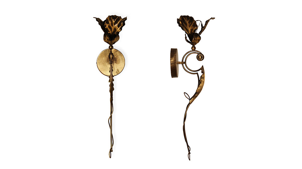 sconce Floral Sconce Aged brass lightning wall lamp