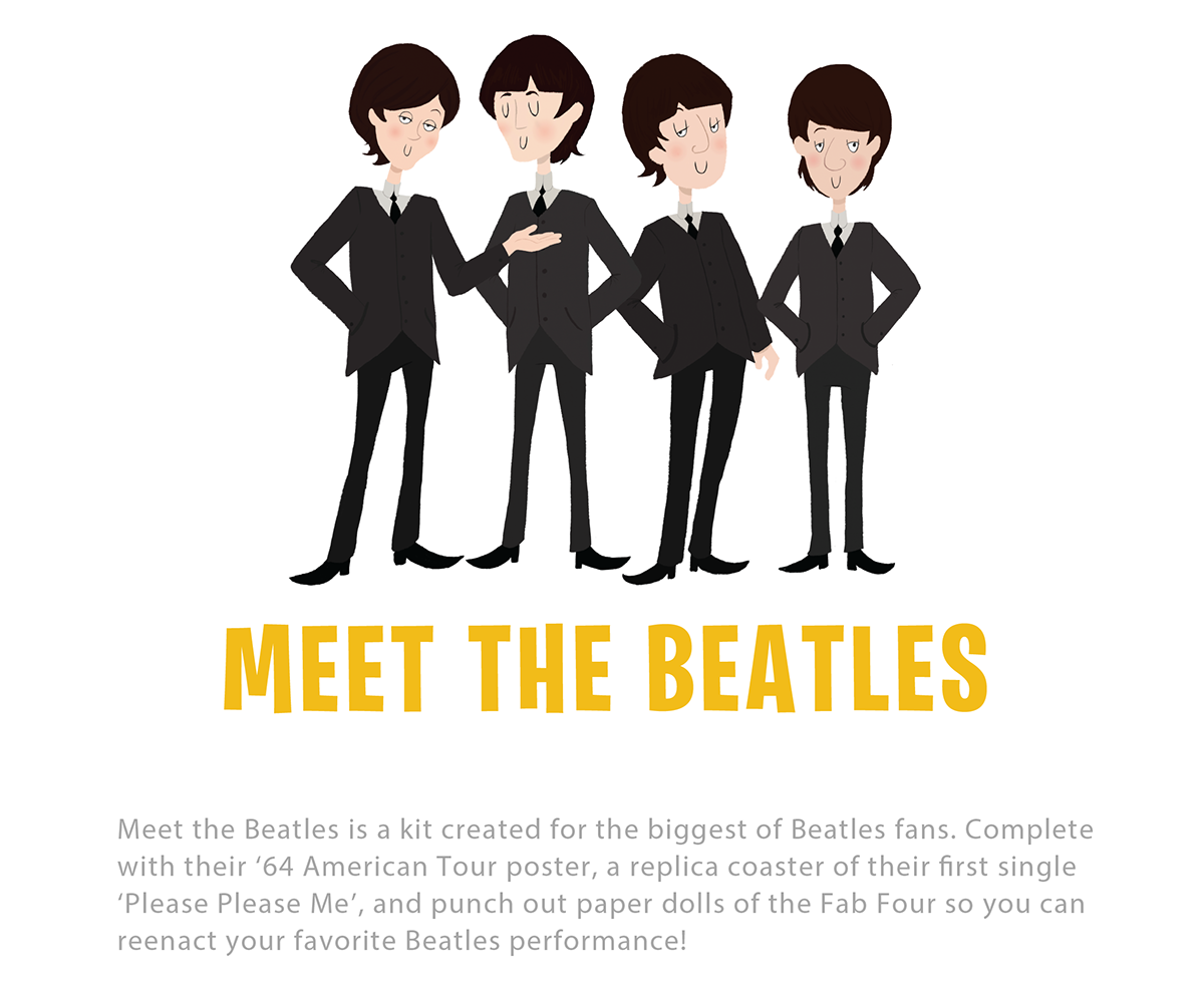 the beatles John Lennon Paul McCartney George harrison the 60s  paper dolls paper art Fab Four ringo starr kit cartoon drawings Retro vintage