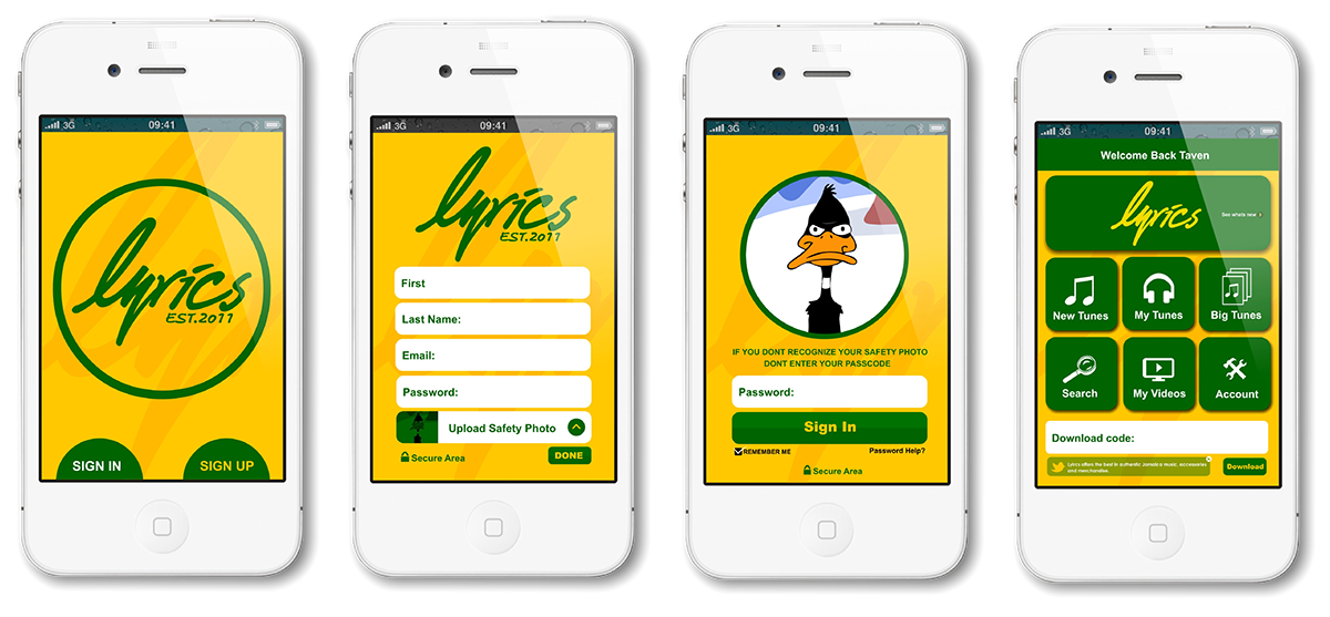 jamaica reggae taven nembhard  lyricsja  branding  ska app design user interface Exhibition  jamaican music fine art logodesign iphone Black Berry mobile