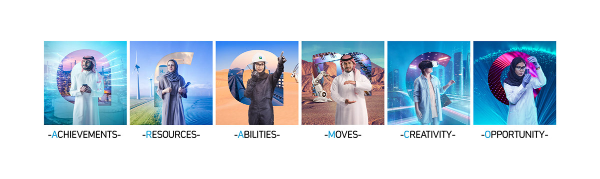 Advertising  ARAMCO business campaign concept corporate Creative Design poster Saudi Arabia visual identity