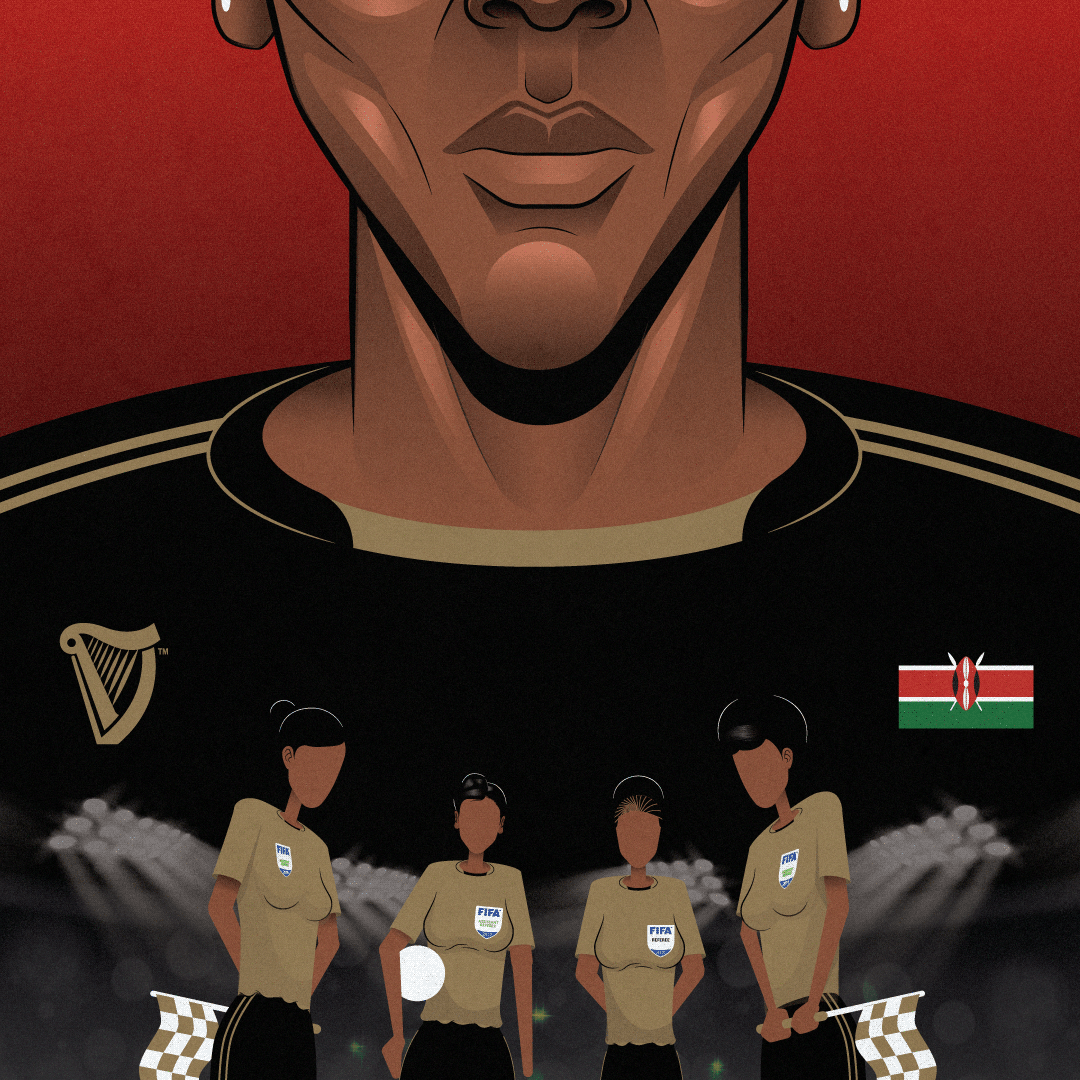 kenyan sportswoman referee guinness made of black football tabitha wambui ILLUSTRATION  portrait Character design 