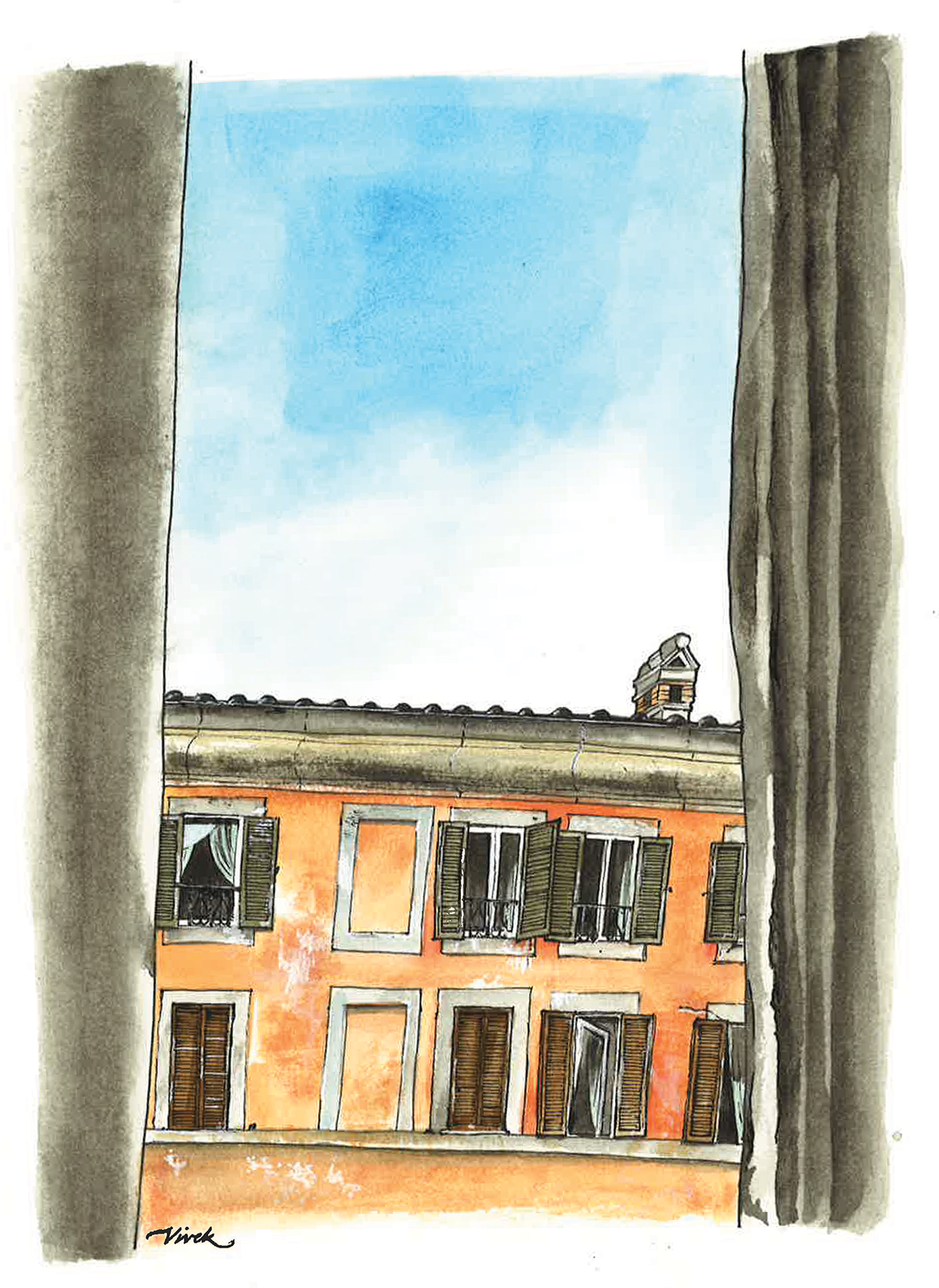 watercolour art Travel traveljournal sketchbook journal germany Italy rooftops pen ink exchange semester abroad postcards