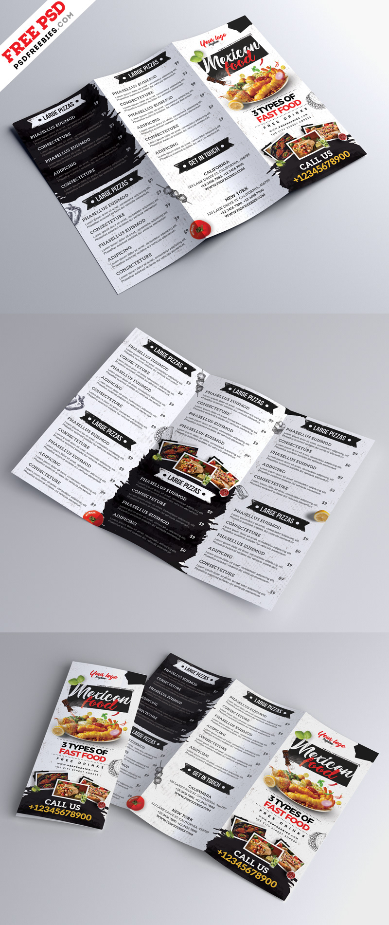 free psd psd trifold brochure psd template food menu menu tri-fold restaurant menu cafe menu print