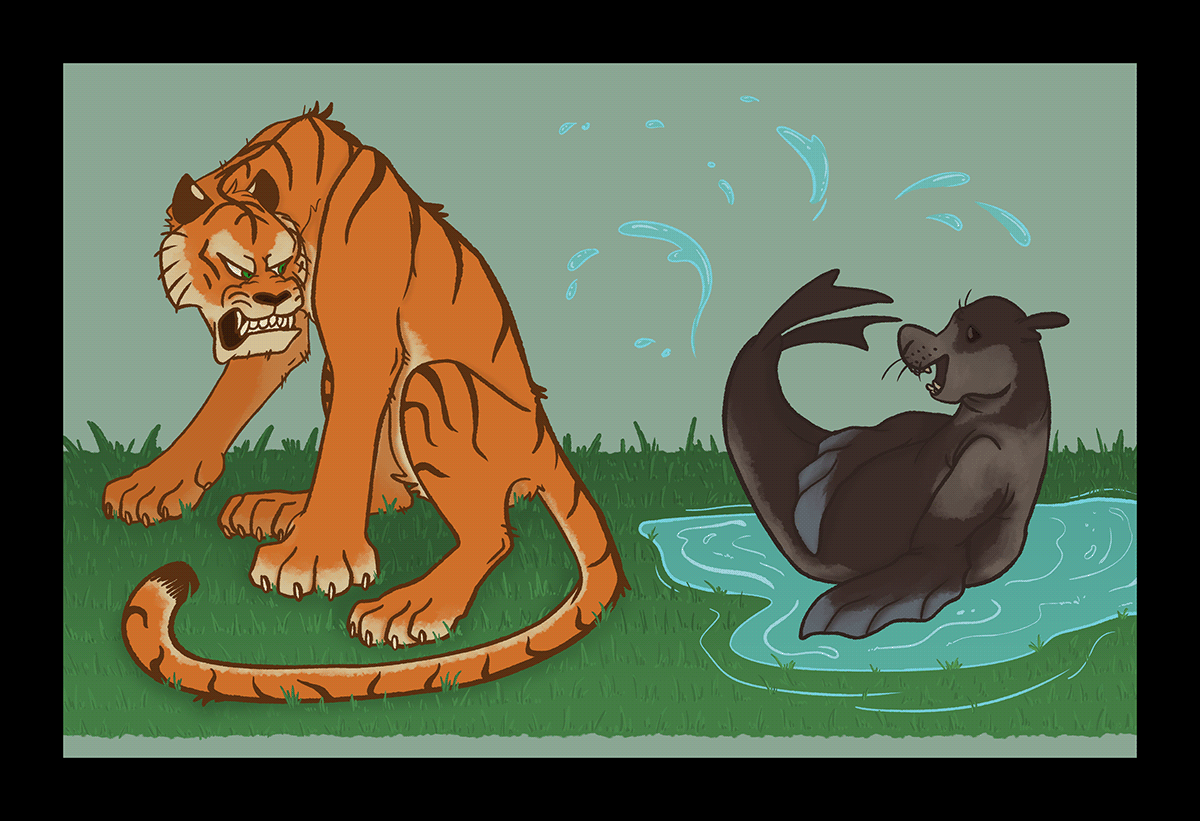 animal character design animal characters character designs Digital Art  digital illustration animal illustration animal illustrations sea lion tiger illustration