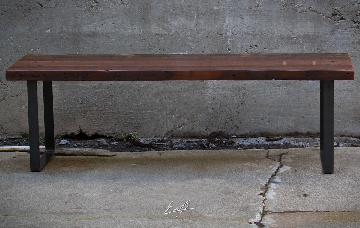 reclaimed wood wood bench Steel Bench Wood and Steel furniture etsy evanswoodshopdesign history
