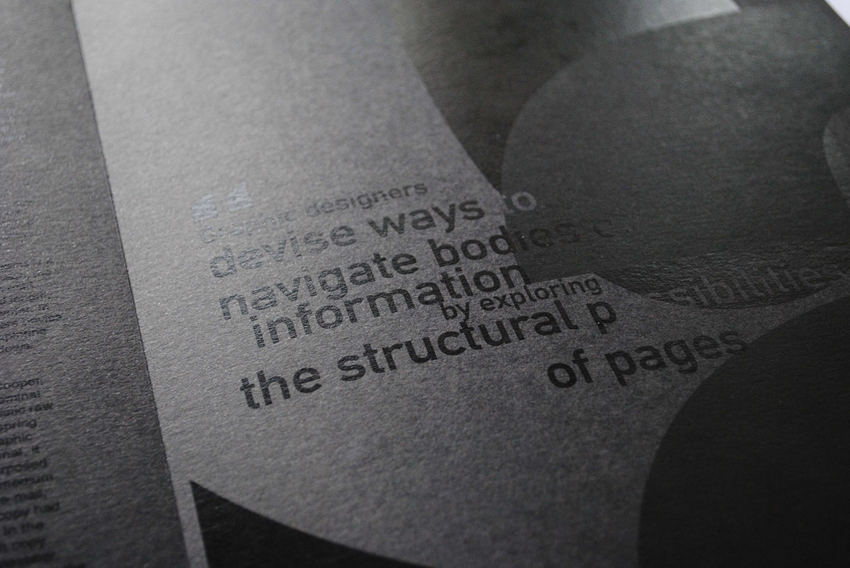 magazine editorial print publication design black monochrome