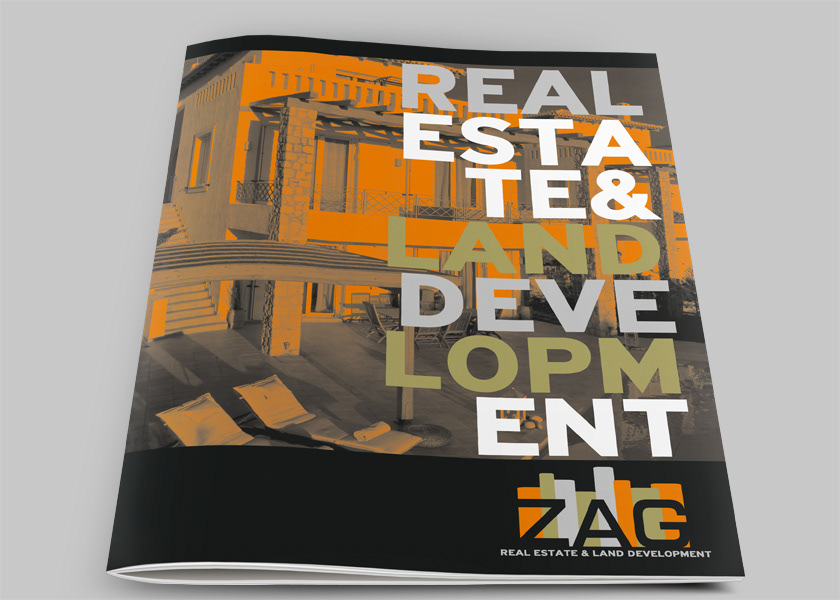 real estate logo ID brochure cards company brand folder graphics colors ermionida porto heli zag development design club 