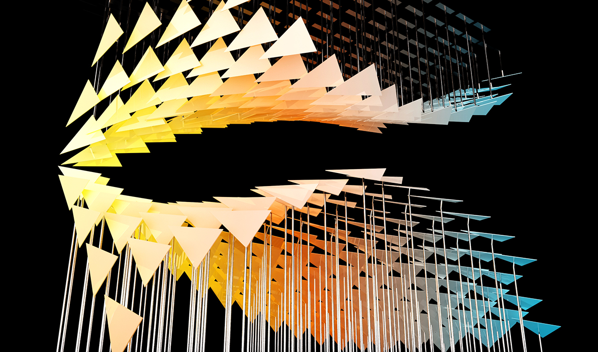 Adobe Portfolio installation sculpture color gradient metal art Architectural sculpture parametric design face