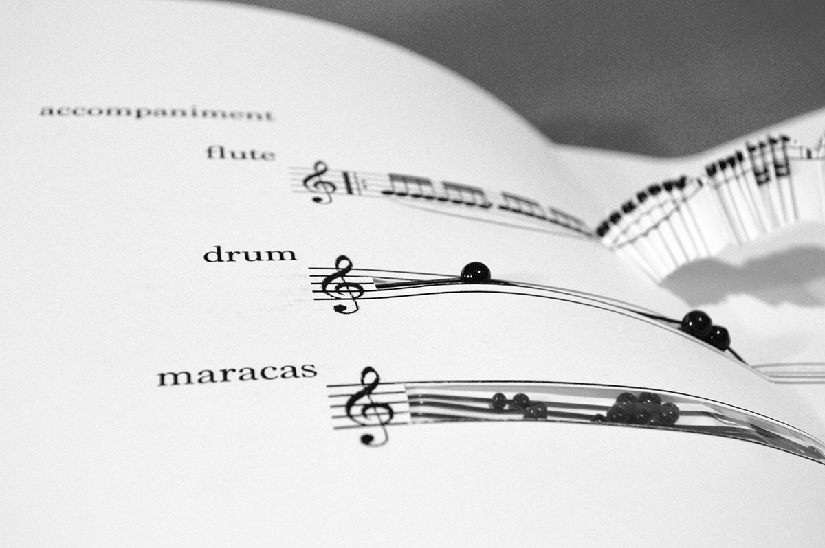 artistbook music vibrato score notes fold paper flute music technique