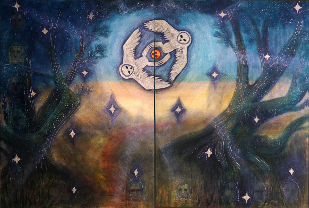 Janelle  paintbetty  acrylic  environmental   spiritual dreams inter-connectedness mythology symbolism mixed media Sustainability