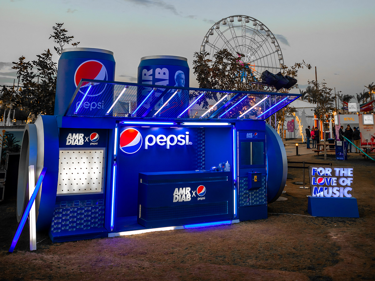 AMRDIAB blue booth can Event Exhibition  intertament lightbooth pepsi Pepsi Booth
