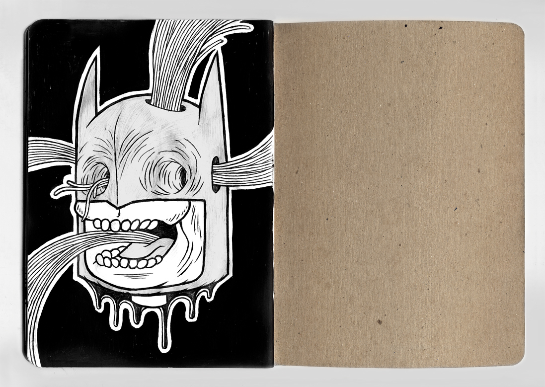 batman sketchbook Project tour arthouse Coop design black White funny Character joker villains dark knight