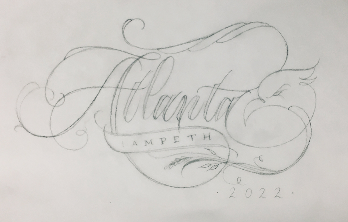 Logotype visual identity Handlettering lettering flourishing atlanta script writing vector artwork copperplate calligraphy