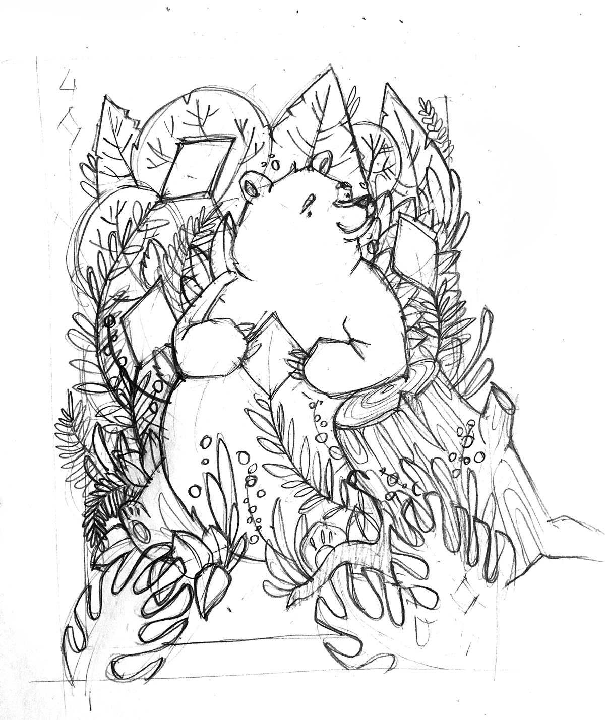 ILLUSTRATION  bear illustration nature illustration cute bear illustration card design card illustration Bear Print forest illustration bear and forest
