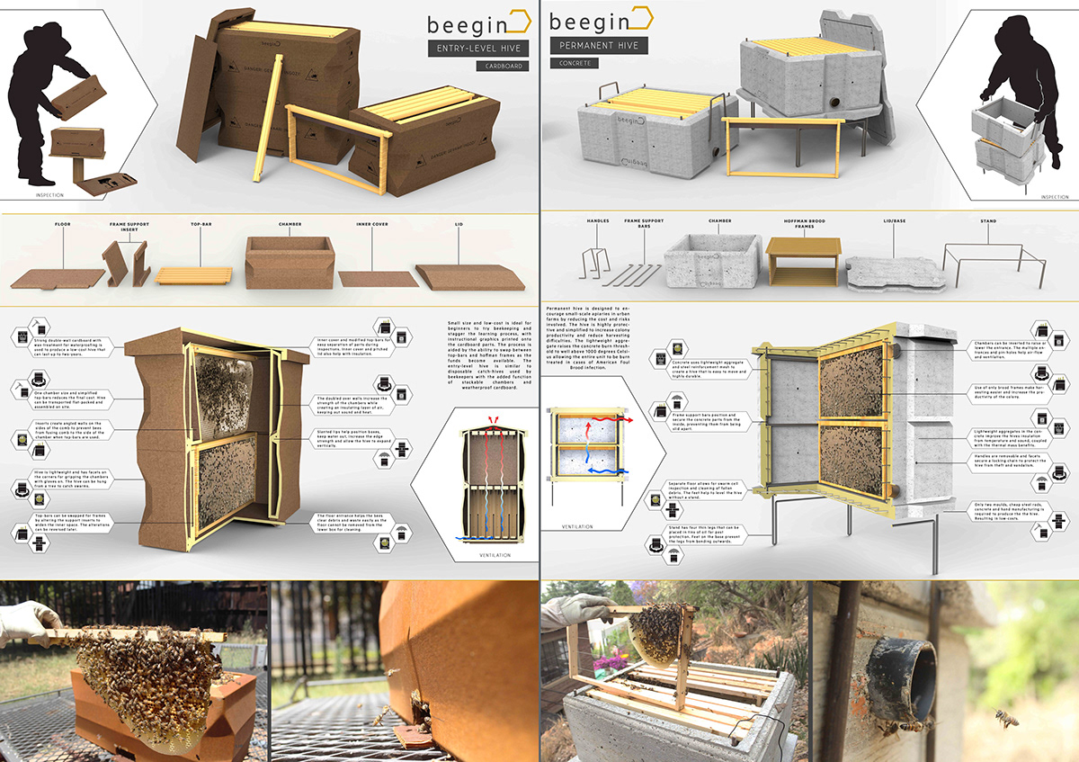 apiculture appropriate technology beegin beehive beekeeping bees bunka concrete GOOD DESIGN Award lightweight concrete