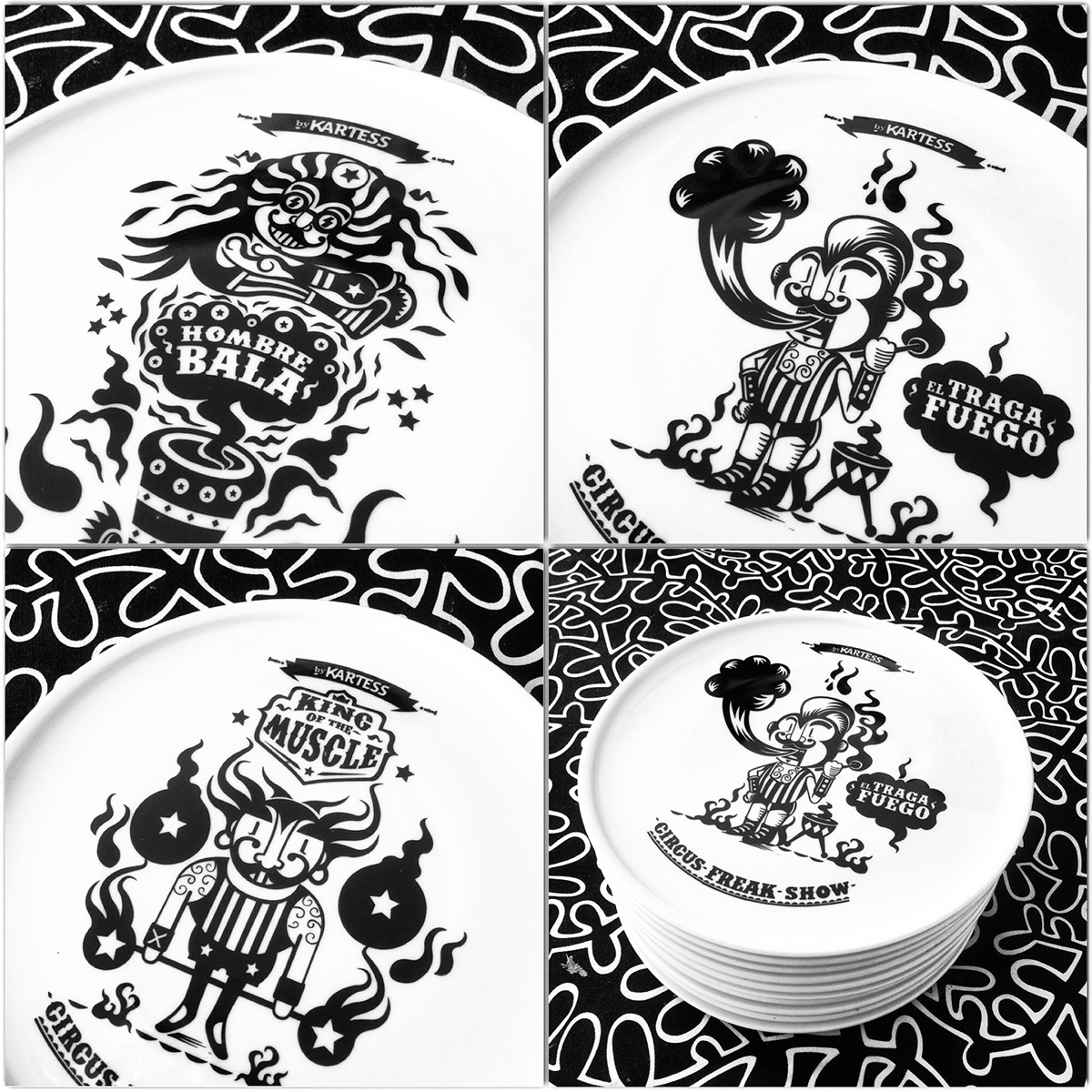 plates Custom limitededition dishes PLATOS vajilla circo Circus vintage