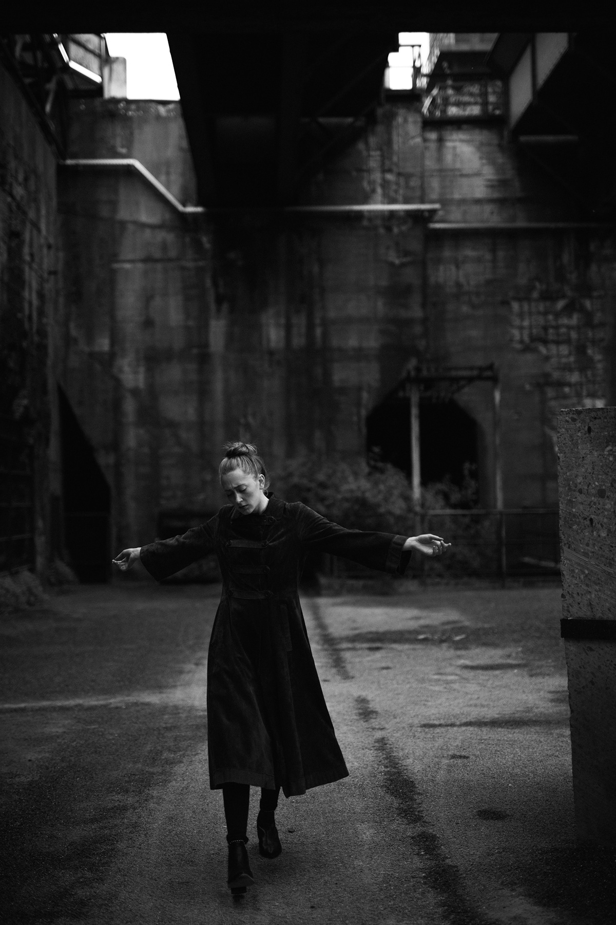 black and white emotion Emotional intense woman coat vintage