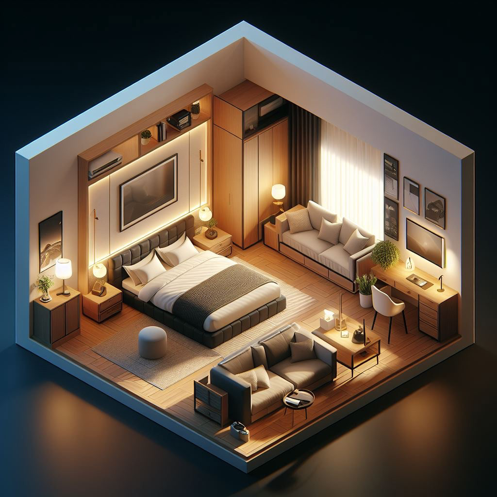 3d render Isometric room Isometric 3d visual room design interior styling Interior