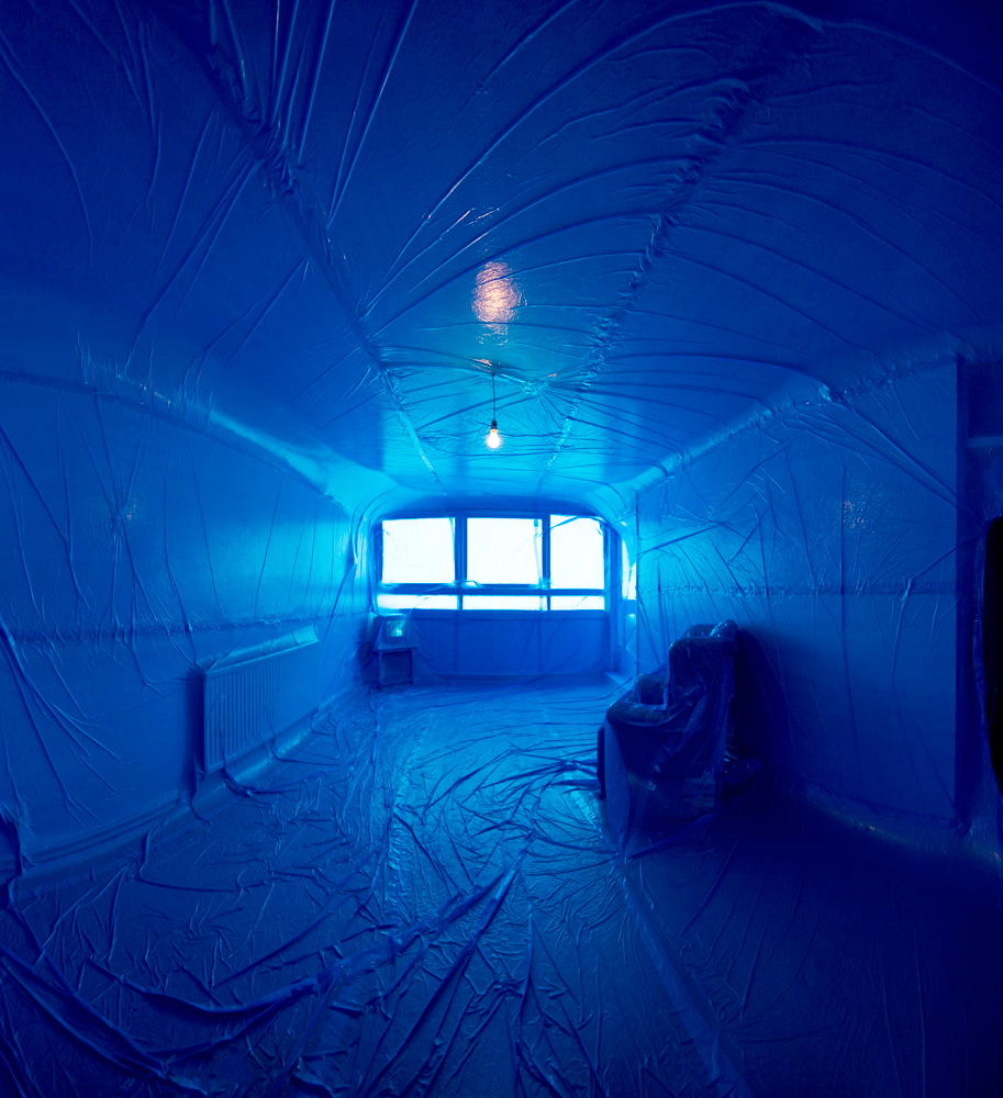 penique productions installation inflatable blue the market estate project 18 clocktower place art London video house