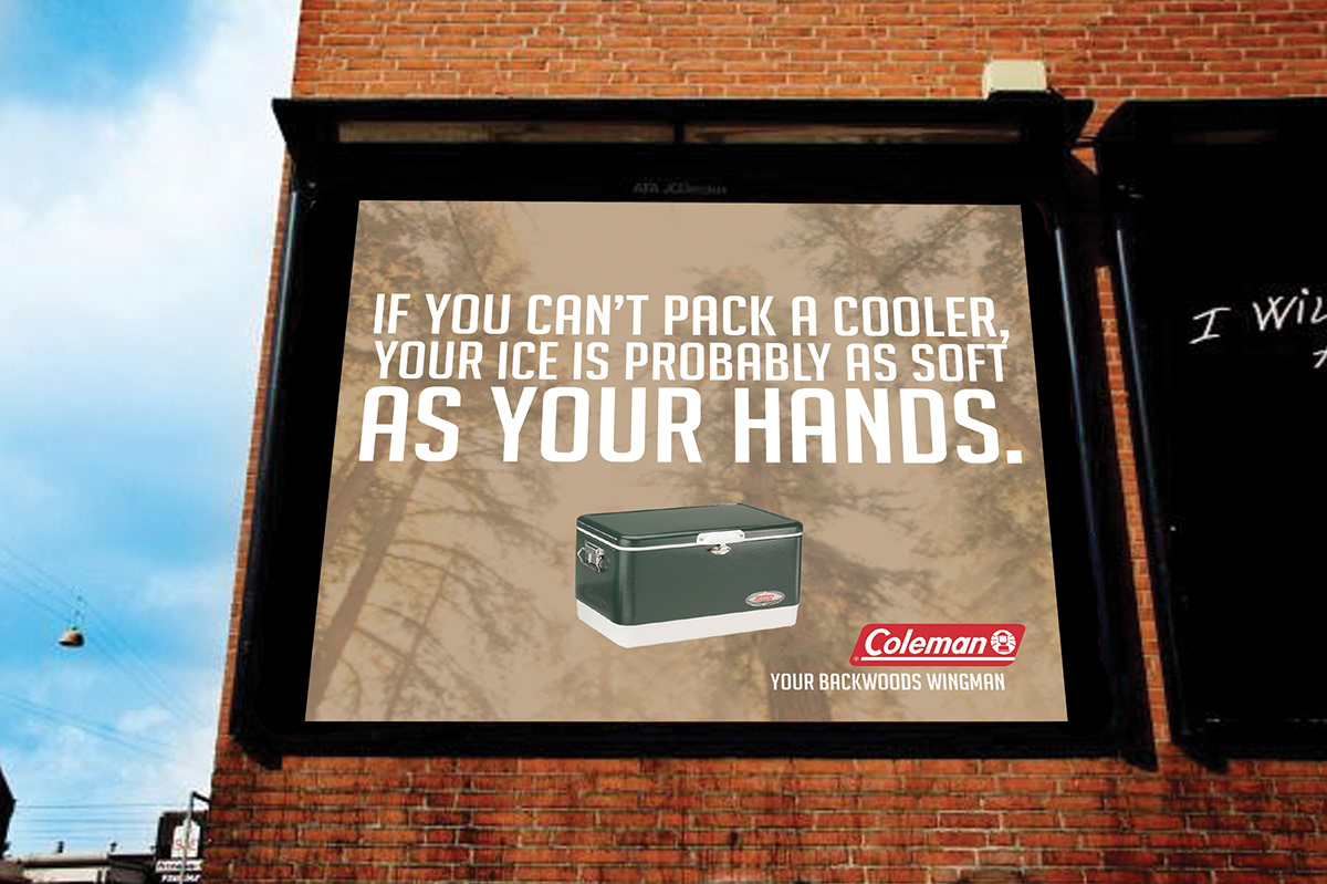 coleman cooler print ad spread ad Guerilla Outdoor Outdoor Board coleman cooler