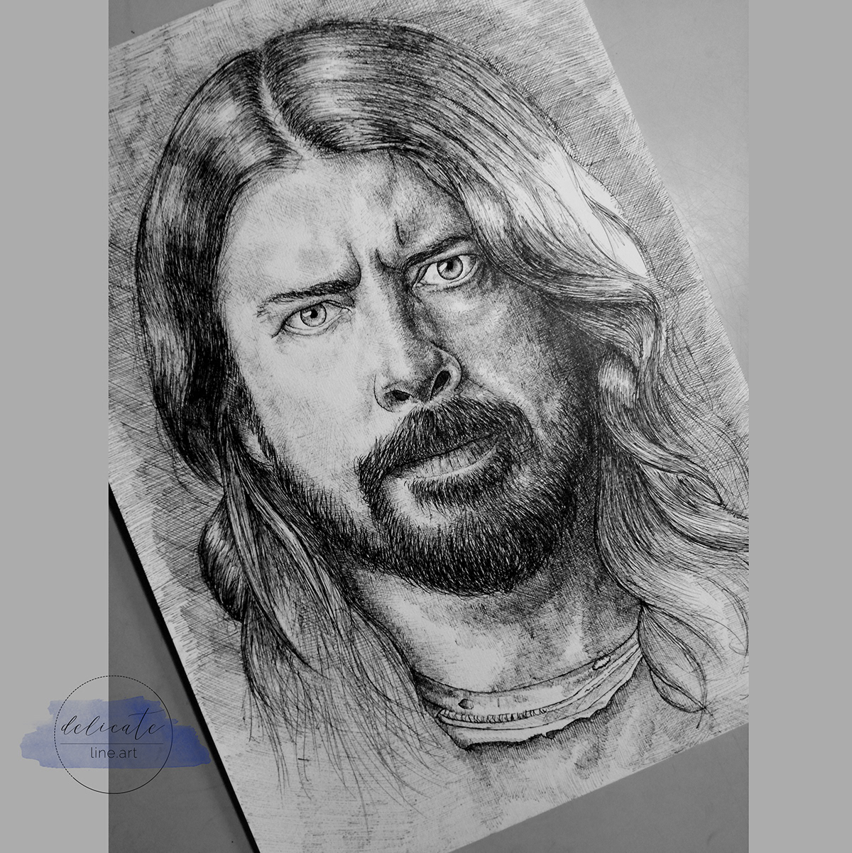 art blackandwhite davegrohl   Drawing  foofighters ink music pen portrait rock