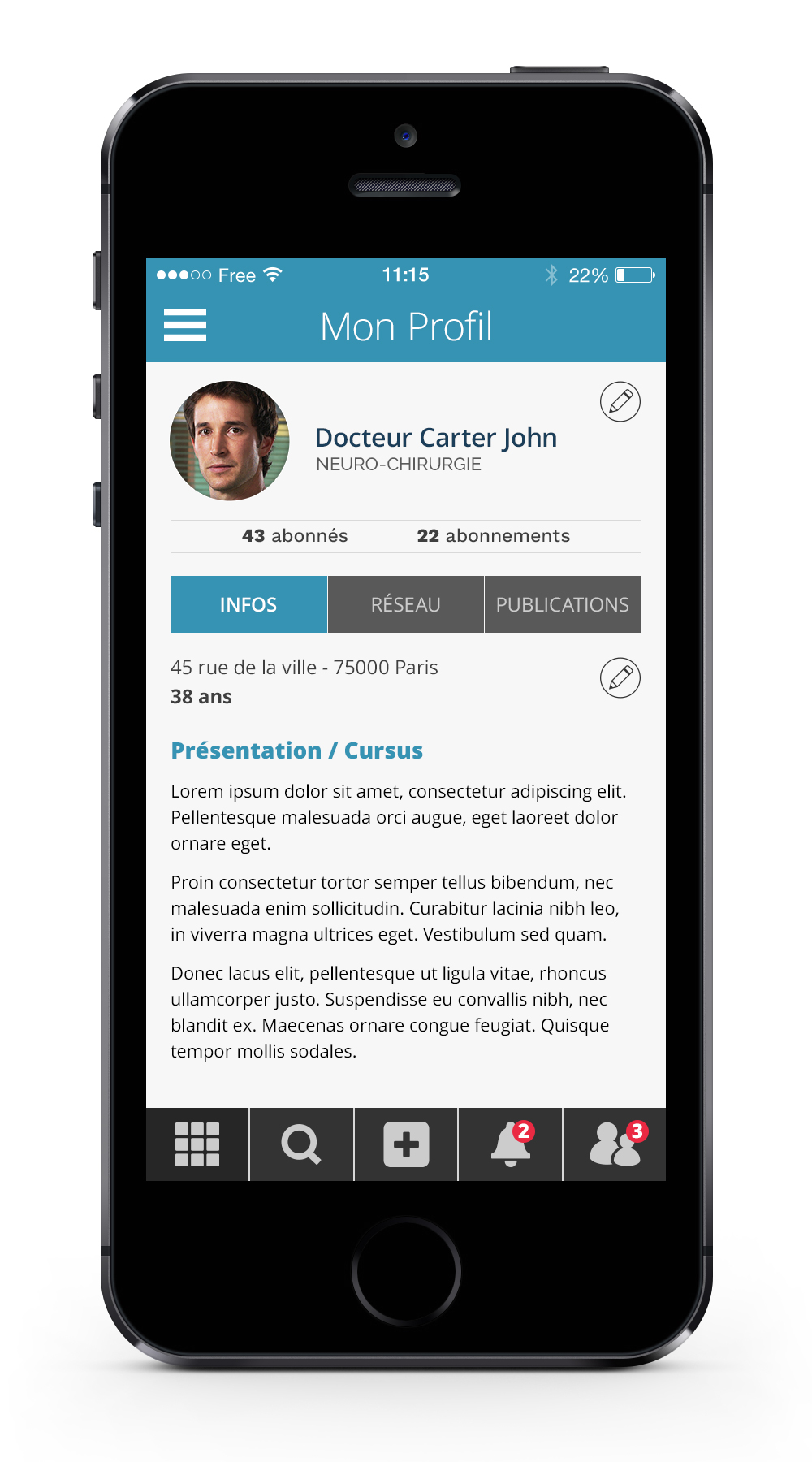Webdesign application mobile medical social network