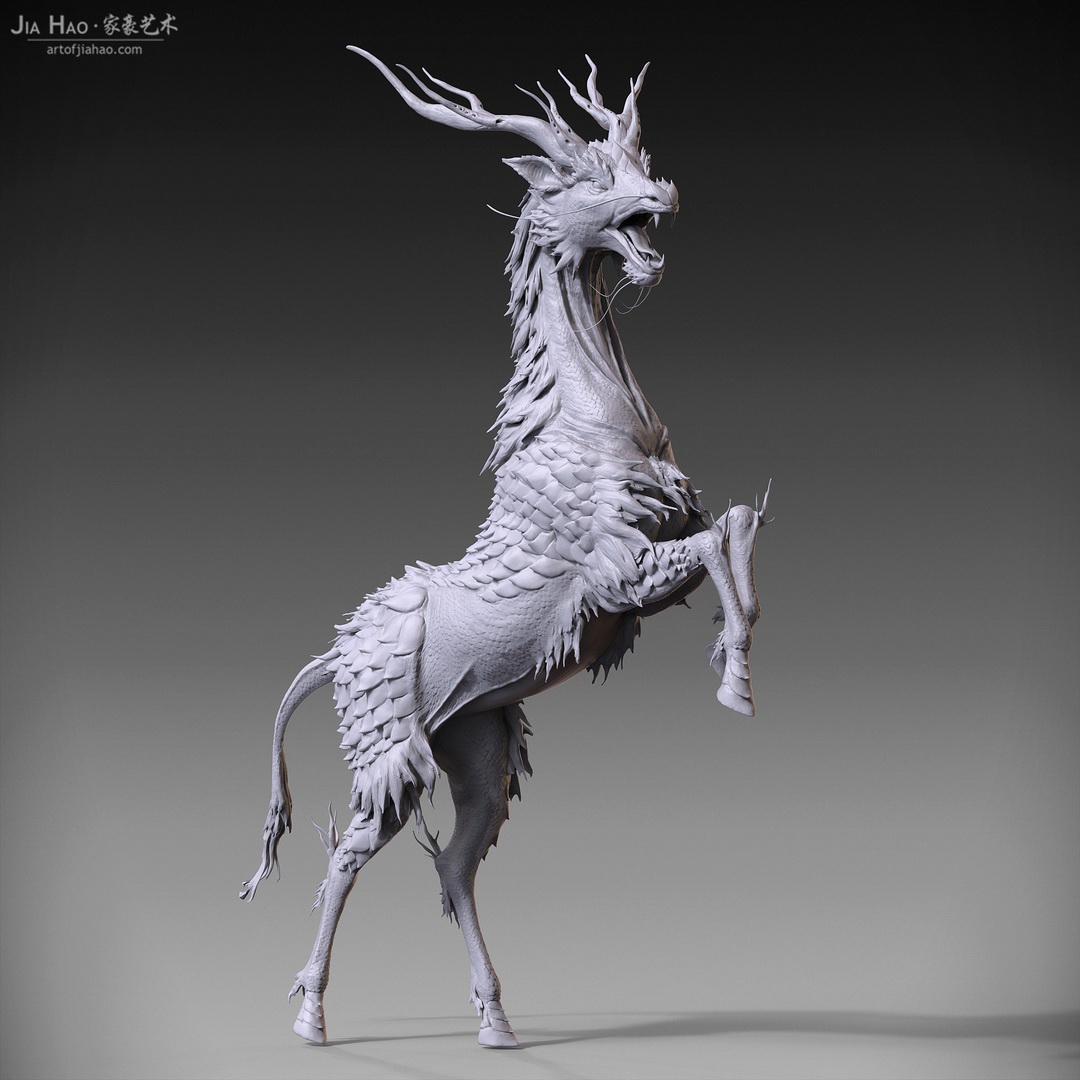 3D design art Zbrush modeling sculpture animal Kirin sculpting 