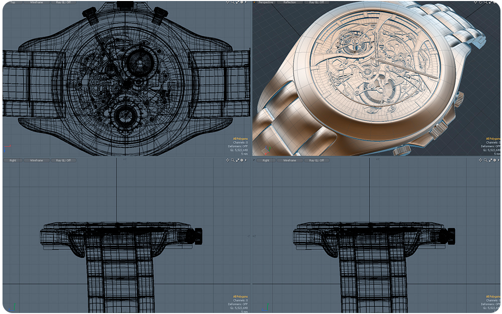 3D CGI watch modo photoshop mechanics design time clock colour grad