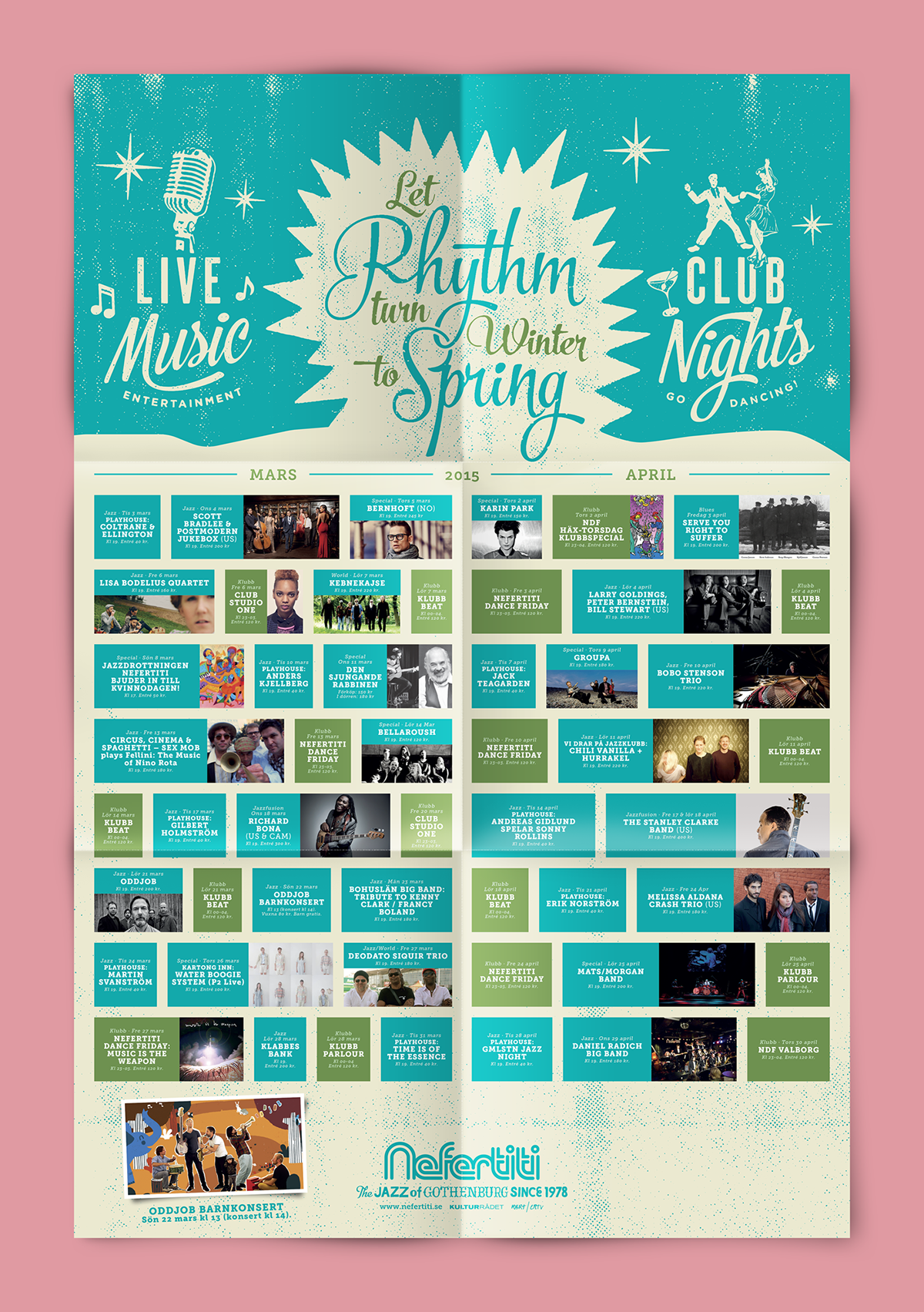 nefertiti jazz club march april print poster brochure Sweden Poster Design leaflet Booklet spring