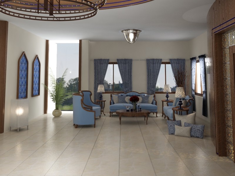 Moroccan blue Interior furniture design wood