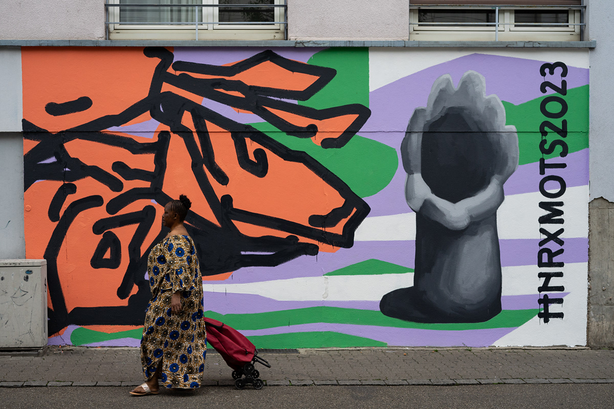 MOTS & HNRX. Mural in the street of Strasbourg, painted in 2023. 