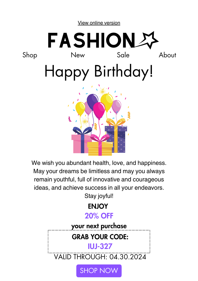template email marketing Newsletter Design Birthday Emails