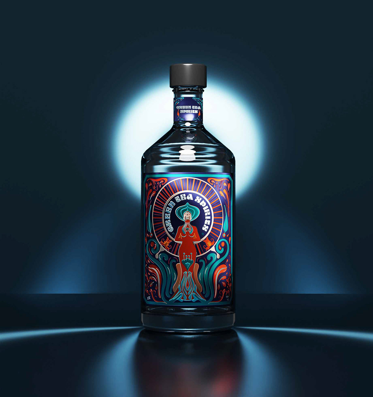 bottle label design product packaging label design Packaging ILLUSTRATION  psychedelic abstract Spirits liquor Label