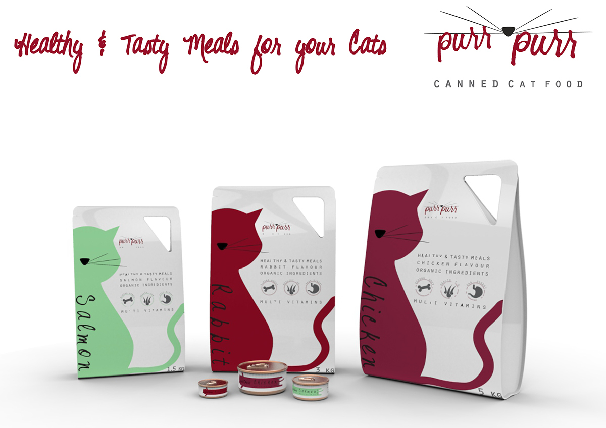 graphic illustrating vectors package cat food tins bags plastic logo