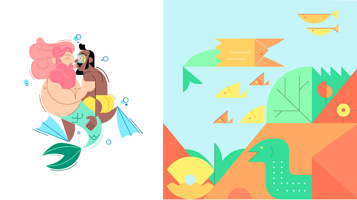 ILLUSTRATION  Illustrator mermaid mermay vector challenge color sirena Character design