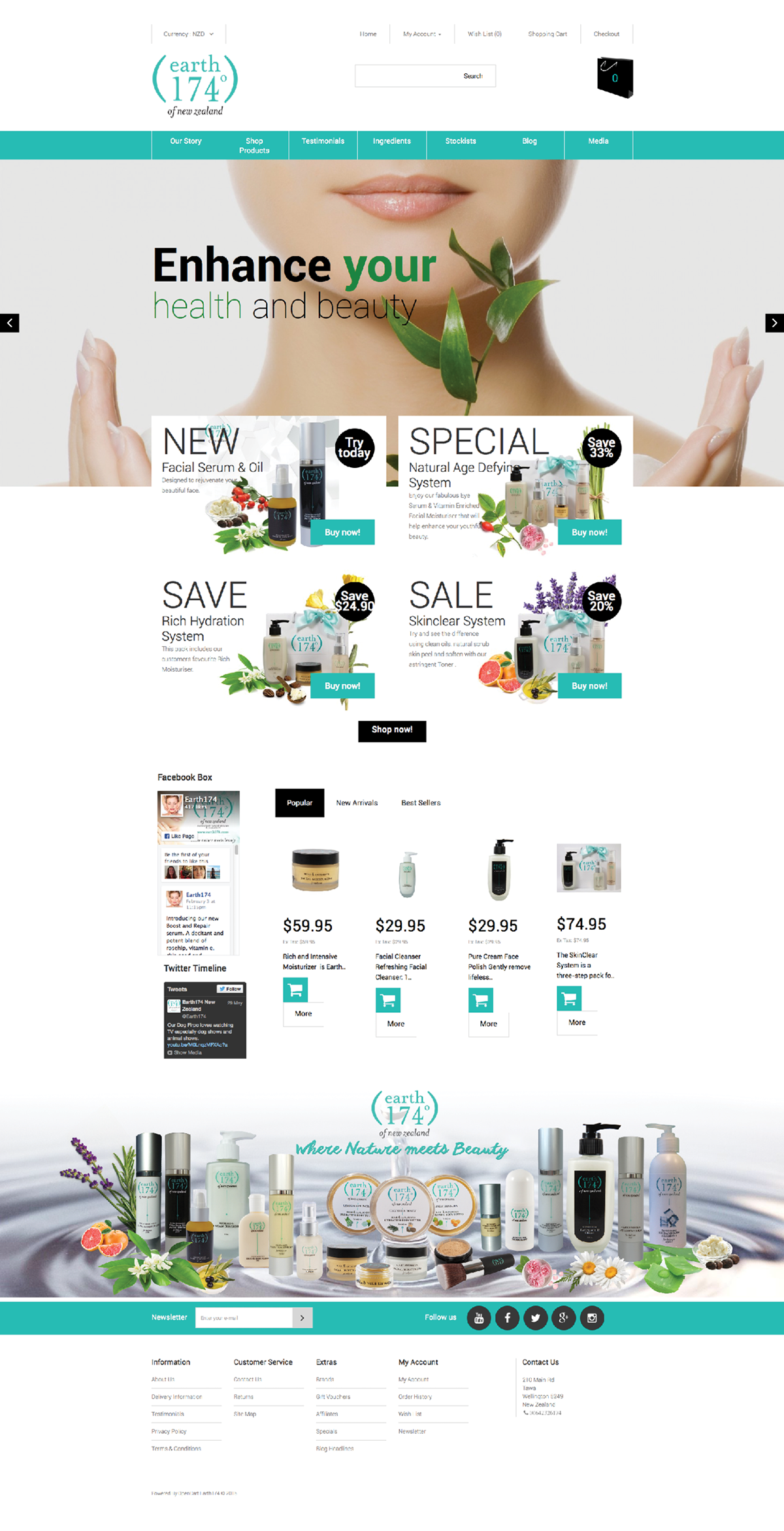 skincare products earth174 wellington New Zealand NZ brochure digital printdesign Layout all natural