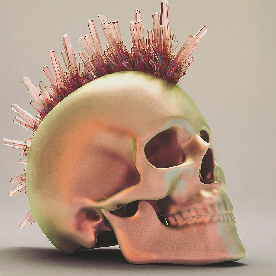 crystals 3D Render skull rendered 3dsmax lighting studio