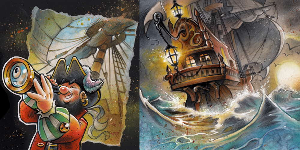 children book fantasy adventure pirates Drawing  ILLUSTRATION  book illustration cover design