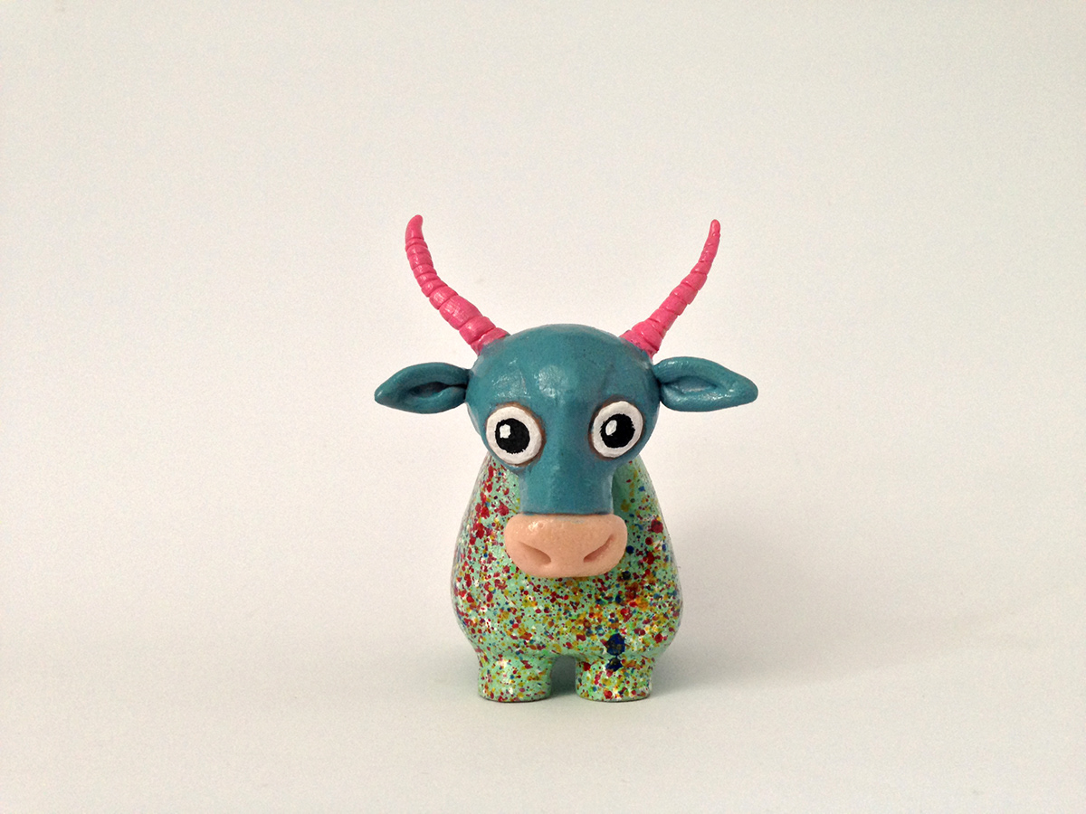 toy cow modern acrylic Urban vinyltoy colorful supersculpey sculpey modeling art design cute great animal