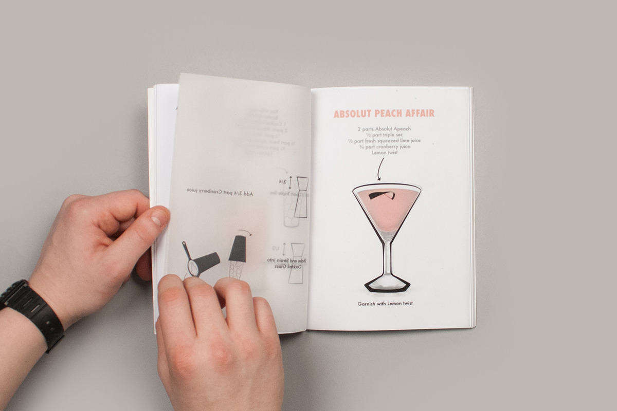 publication research absolut Vodka cocktails recipe illustrations information drinks alcohol sleeve Lasercut editorial Flavours drinking